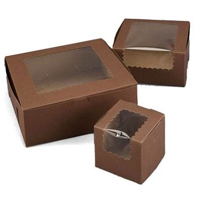 Cupcake Boxes with Window - Brown