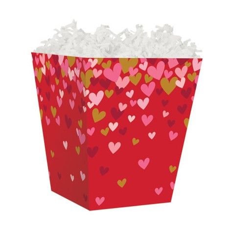 Treat Gift Boxes-4 x 4 x 4-1/2-Confetti Hearts Red-60 Pieces