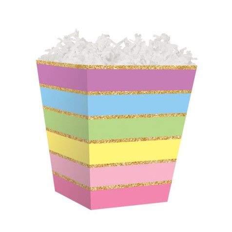 Treat Gift Boxes-4 x 4 x 4-1/2-Rainbow Stripes-60 Pieces