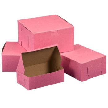 Pink Bakery Box Lock Corner - One Piece Style