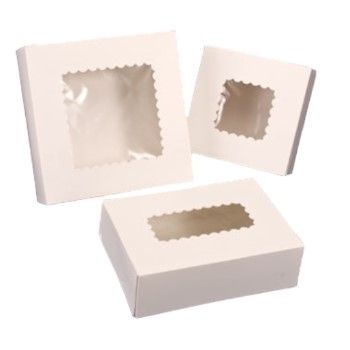White Bakery Box with Window - One-Piece Style