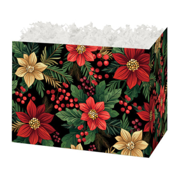 Holiday Basket Boxes-Poinsettias-10-1/4 x 6 x 7-1/2-24 Pieces