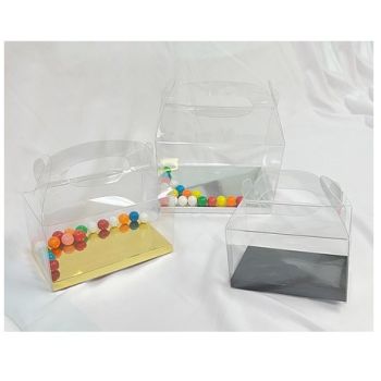 Clear APET Box with Gold/Silver/Black Bottom with Handle