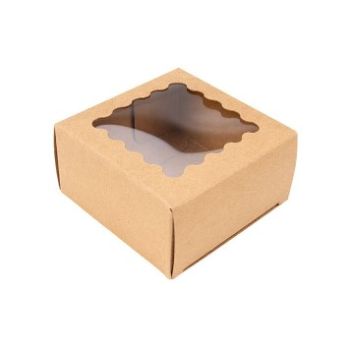 Box with Scalloped Window - Natural Kraft Paper