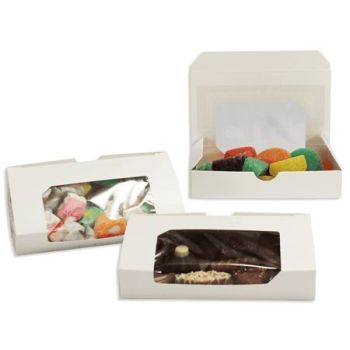 White Candy Boxes with Window - One-Piece