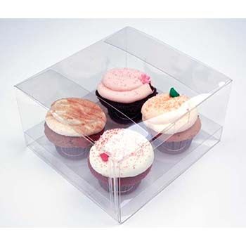 Clear Four Cupcake Box with Insert