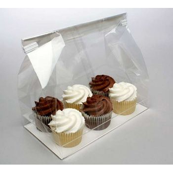 Clear Cupcake Bag for Six Mini Cupcakes