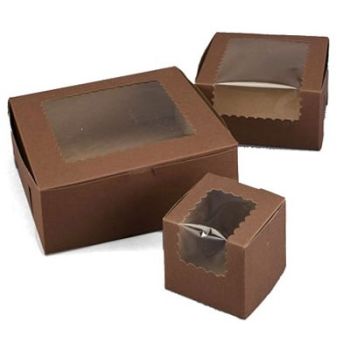 Cupcake Boxes with Window - Brown