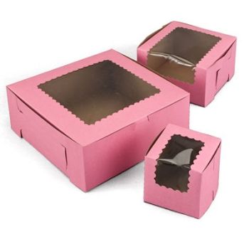 Cupcake Boxes with Window - Pink