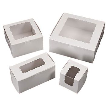 Cupcake Boxes with Window - White