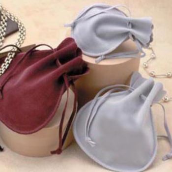 Double Faced Simulated Suede Drawstring Bags