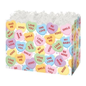 Holiday Basket Boxes-Conversation Hearts-10-1/4 x 6 x 7-1/2-24 Pieces