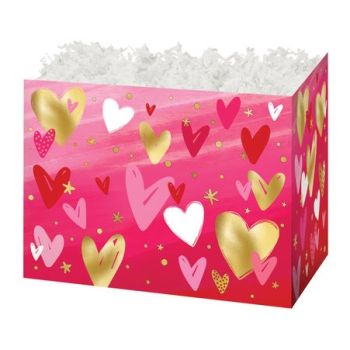 Holiday Basket Boxes-Lovely Hearts-6 3/4 x 4 x 5-48 Pieces