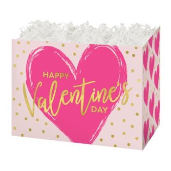 Holiday Basket Boxes-Painted Hearts Valentine-6 3/4 x 4 x 5-48 Pieces