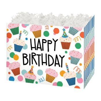 Theme Basket Boxes Birthday Cupcakes 6 3/4 x 4 x 5 - 48
