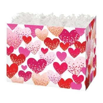 Holiday Basket Boxes Confetti Hearts 10-1/4 x 6 x 7-1/2 - 24
