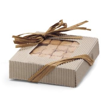 Gift or Candy Box - Natural Kraft Wave Fluted with Window