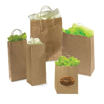 Paper Shopping Bags w/ Twisted Paper Handles in Kraft and White