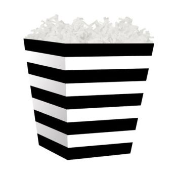 Treat Gift Boxes-4 x 4 x 4-1/2-Black and White Stripe-60 Pieces