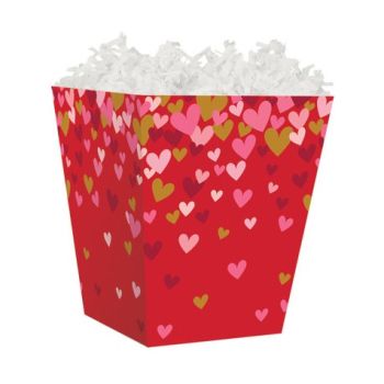 Treat Gift Boxes-4 x 4 x 4-1/2-Confetti Hearts Red-60 Pieces
